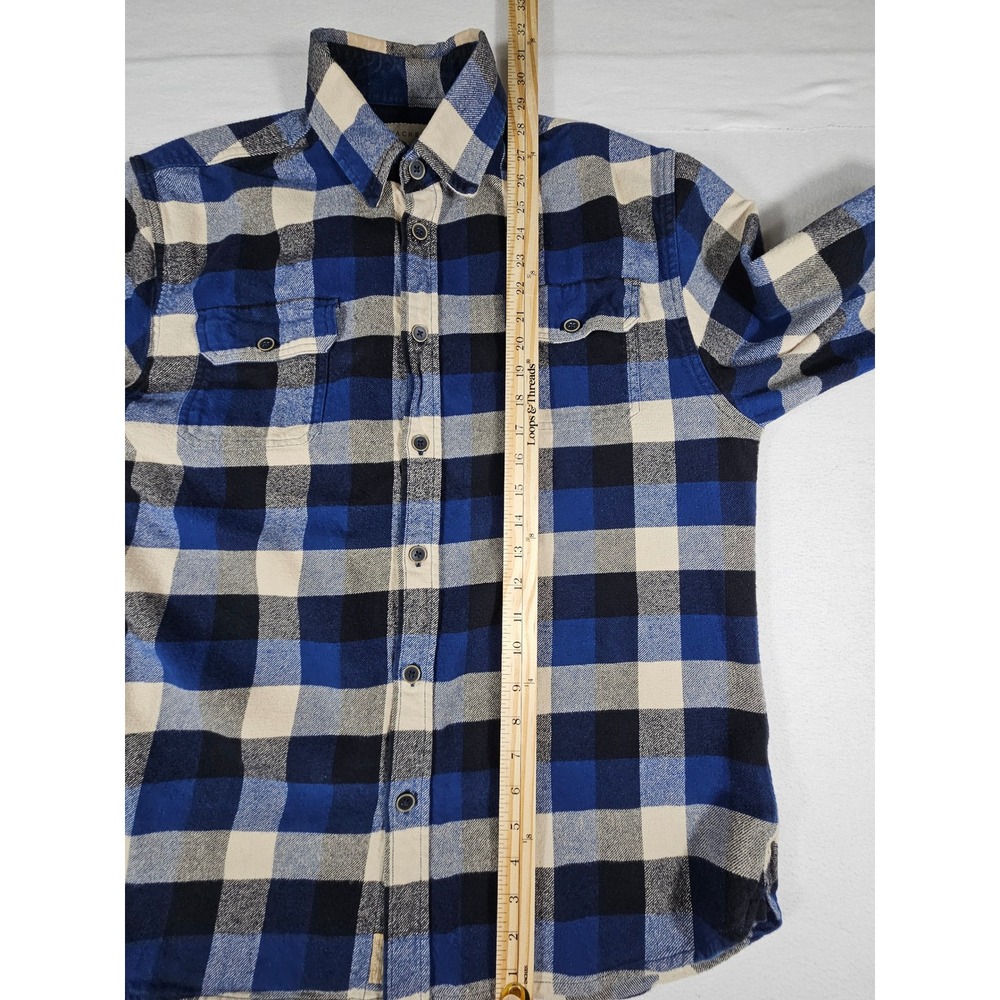 Jachs Mens Blue Buffalo Plaid Flannel Button Up Shirt Cotton Long Sleeve L - Picture 5 of 9